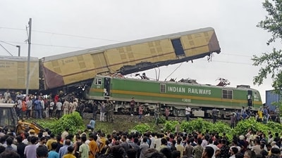 A cargo train rammed into Kanchanjunga Express near New Jalpaiguri station in West Bengal on Monday. (AP) (HT_PRINT) A cargo train rammed into Kanchanjunga Express near New Jalpaiguri station in West Bengal on Monday. (AP) (HT_PRINT)