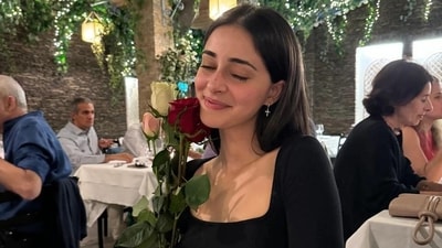 Ananya looked stunning as she kept her outfits simple and makeup minimal. She is seen at a posh restaurant here, posing for pictures with a bunch of roses. Ananya looked stunning as she kept her outfits simple and makeup minimal. She is seen at a posh restaurant here, posing for pictures with a bunch of roses.