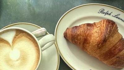 The actor also feasted on some gorgeous cappucino and flaky croissants at the Ralph Lauren cafe. The actor also feasted on some gorgeous cappucino and flaky croissants at the Ralph Lauren cafe.