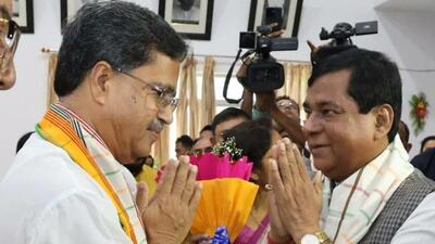 Agartala Municipal Corporation Mayor Dipak Majumder on Wednesday took oath as a member of the Tripura assembly in presence of chief minster Dr Manik Shah (Twitter/@mayordipakbjp) Agartala Municipal Corporation Mayor Dipak Majumder on Wednesday took oath as a member of the Tripura assembly in presence of chief minster Dr Manik Shah (Twitter/@mayordipakbjp)