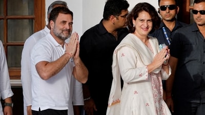 Congress General Secretary and Gandhi's sister, Priyanka Gandhi called him her “fellow traveller, argumentative guide, philosopher and leader” in a post on X.(REUTERS) Congress General Secretary and Gandhi's sister, Priyanka Gandhi called him her “fellow traveller, argumentative guide, philosopher and leader” in a post on X.(REUTERS)