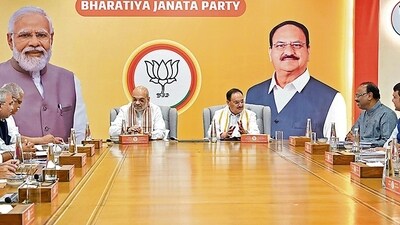 New Delhi, Jun 18 (ANI): BJP National President JP Nadda in presence of Union Home Minister Amit Shah chairs Maharashtra BJP core committee meeting, in New Delhi on Tuesday. (ANI Photo) (BJP4India - X) New Delhi, Jun 18 (ANI): BJP National President JP Nadda in presence of Union Home Minister Amit Shah chairs Maharashtra BJP core committee meeting, in New Delhi on Tuesday. (ANI Photo) (BJP4India - X)