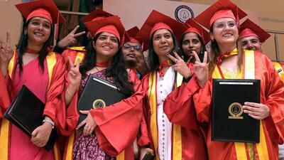 Newly minted graduates of Indian Institute of Science Education and Research, Mohali, pose after their convocation ceremony. (HT Photo)