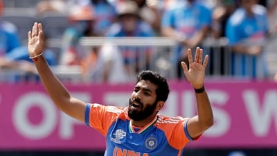 India's Jasprit Bumrah reacts after bowling a delivery (PTI) India's Jasprit Bumrah reacts after bowling a delivery (PTI)