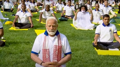 J&K police declares Srinagar 'Temporary Red Zone’ ahead of PM Modi's Yoga Day event (PTI) J&K police declares Srinagar 'Temporary Red Zone’ ahead of PM Modi's Yoga Day event (PTI)