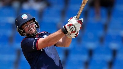 Gous continued to resist, bringing up his fifty with back-to-back sixes, but the required run rate continued to climb. (AP) Gous continued to resist, bringing up his fifty with back-to-back sixes, but the required run rate continued to climb. (AP)