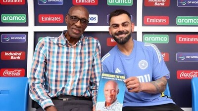 Virat Kohli met legendary West Indies pacer Wesley Hall during practice session (X Image) Virat Kohli met legendary West Indies pacer Wesley Hall during practice session (X Image)