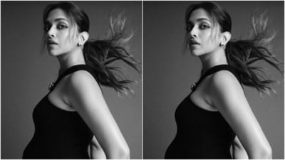 Deepika kept it minimal in a cotton bodycon dress as she looked sported her bright smile. The ensemble showed off her baby bump as she posed happily for the pictures.&nbsp; (Instagram/@deepikapadukone)