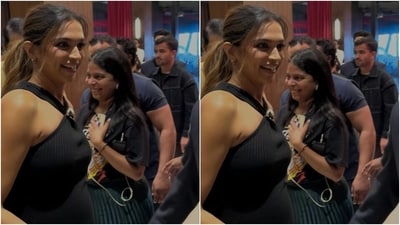 Deepika's black bodycon dress featured slim fit details, long length, wide straps at the front and a silver pebble embellishment at the neckline.&nbsp; (Instagram/@deepikapadukone)