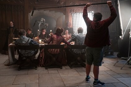 A still from the set of My Lady Jane.