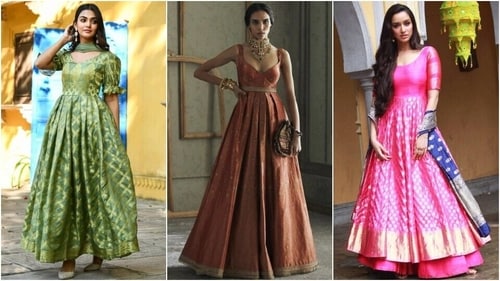 You can upcycle your mom's old Banarasi saree into an anarkali. (Pinterest) You can upcycle your mom's old Banarasi saree into an anarkali. (Pinterest)