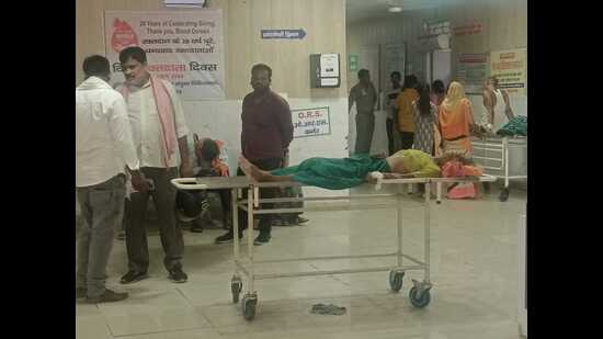 Patients and kin in the waiting area of the Emergency Dept. at Lok Bandhu Hospital. (HT)