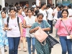 Aspirants coming out from an examination centre after appeared in the UGC NET exams at A.N. College in Patna, Bihar, India, Tuesday,18, 2024.(Photo by Santosh Kumar/ Hindustan Times)