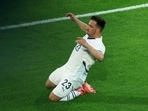 Switzerland's Xherdan Shaqiri celebrates scoring their first goal