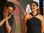 Actors Deepika Padukone (R) and Prabhas attend a promotional event of their upcoming Indian epic science fiction dystopian film �Kalki 2898 AD� in Mumbai on June 19, 2024. (Photo by Sujit JAISWAL / AFP) Actors Deepika Padukone (R) and Prabhas attend a promotional event of their upcoming Indian epic science fiction dystopian film �Kalki 2898 AD� in Mumbai on June 19, 2024. (Photo by Sujit JAISWAL / AFP)