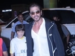 Shah Rukh Khan with AbRam at the Mumbai airport.