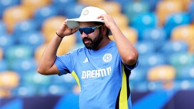 India's captain Rohit Sharma during a practice session ahead of the Super 8 match against Afghanistan (Surjeet Yadav)