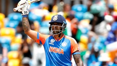 Suryakumar Yadav turned it around, though smashing five fours and three sixes on his way to 53 in just 28 balls. (Surjeet Yadav) Suryakumar Yadav turned it around, though smashing five fours and three sixes on his way to 53 in just 28 balls. (Surjeet Yadav)