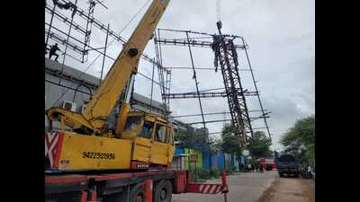 After that, the PMRDA sky and sign department removed 1,600 square feet of illegal dangerous hoardings.    (HT PHOTO)