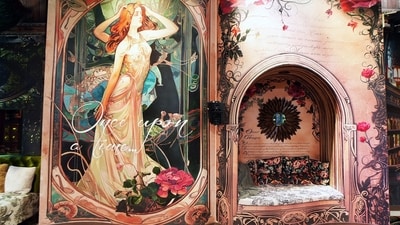 One of the sofas in Bigg Boss OTT 2 living area has a chimney theme with a painting next to it, captioned as, “Once upon a time.” This is the first time Bigg Boss franchise has introduced the concept of sorcery and angels in the show. 