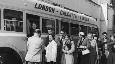 In 1956, the first bus set out from London (Getty Images) In 1956, the first bus set out from London (Getty Images)