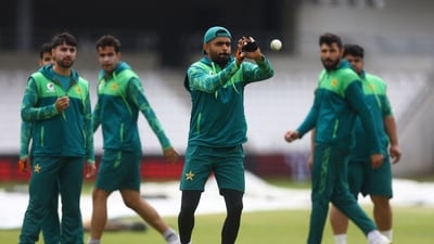 Pakistan's Babar Azam during the practice session (Reuters)