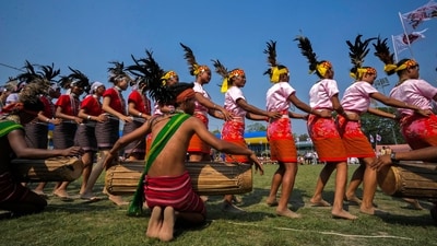 Girls from the Garo tribe perform a traditional Wangala dance during the Rongali Bihu festival, organised by All Assam Students Union in Guwahati, capital of the north eastern state of Assam, India. Travelling to Assam? Visit Guwahati as it gears up to host 8th Edition of Rongali festival (AP Photo/Anupam Nath) Girls from the Garo tribe perform a traditional Wangala dance during the Rongali Bihu festival, organised by All Assam Students Union in Guwahati, capital of the north eastern state of Assam, India. Travelling to Assam? Visit Guwahati as it gears up to host 8th Edition of Rongali festival (AP Photo/Anupam Nath)