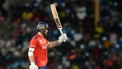 Chasing 181, England raced to 181/2 in 17.3 overs, courtesy of Phil Salt's unbeaten knock of 87* runs off 47 deliveries. (PTI) Chasing 181, England raced to 181/2 in 17.3 overs, courtesy of Phil Salt's unbeaten knock of 87* runs off 47 deliveries. (PTI)