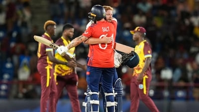 England defeated West Indies by eight wickets in Saint Lucia, in their T20 World Cup 2024 Super 8 opener on Thursday. (PTI) England defeated West Indies by eight wickets in Saint Lucia, in their T20 World Cup 2024 Super 8 opener on Thursday. (PTI)