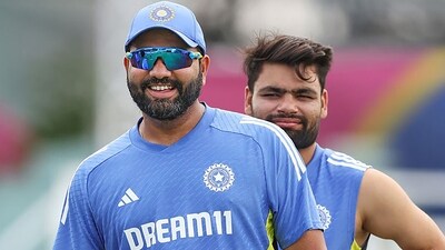 India's captain Rohit Sharma and Rinku Singh during a practice session (PTI)