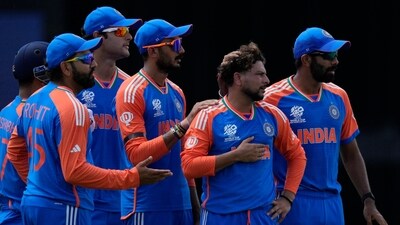 India had brought on an extra spinner in Kuldeep Yadav and the move reaped dividends with the Afghanistan batters being starved for runs in the middle overs. Afghanistan lost three wickets in the powerplay and the rest of the collapse came after the 10th over. (PTI) India had brought on an extra spinner in Kuldeep Yadav and the move reaped dividends with the Afghanistan batters being starved for runs in the middle overs. Afghanistan lost three wickets in the powerplay and the rest of the collapse came after the 10th over. (PTI)