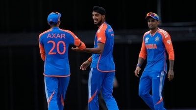 Arshdeep Singh and Jasprit Bumrah took three wickets each. While Arshdeep gave 36 runs, Bumrah gave just seven in his four overs, an eye-watering economy of 1.75. Afghanistan were all out for 134 runs in 20 overs. (PTI) Arshdeep Singh and Jasprit Bumrah took three wickets each. While Arshdeep gave 36 runs, Bumrah gave just seven in his four overs, an eye-watering economy of 1.75. Afghanistan were all out for 134 runs in 20 overs. (PTI)