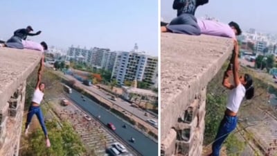 People who watched the video slammed the youngsters for the foolhardy act. (X/@moonfirescom) People who watched the video slammed the youngsters for the foolhardy act. (X/@moonfirescom)