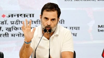 Congress leader Rahul Gandhi addresses a press conference at the AICC headquarters on Thursday. (Sanjeev Verma/Hindustan Times) Congress leader Rahul Gandhi addresses a press conference at the AICC headquarters on Thursday. (Sanjeev Verma/Hindustan Times)