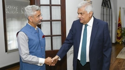 Sri Lankan President Ranil Wickremesinghe with external affairs minister S Jaishankar in Colombo. (AP File image) Sri Lankan President Ranil Wickremesinghe with external affairs minister S Jaishankar in Colombo. (AP File image)