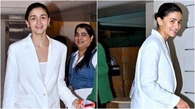 Alia Bhatt gave us fresh fusion fashion inspo in a white blazer and green silk trousers with bootcut details. The actor looked like a billion bucks as she posed for the cameras. Alia Bhatt gave us fresh fusion fashion inspo in a white blazer and green silk trousers with bootcut details. The actor looked like a billion bucks as she posed for the cameras.