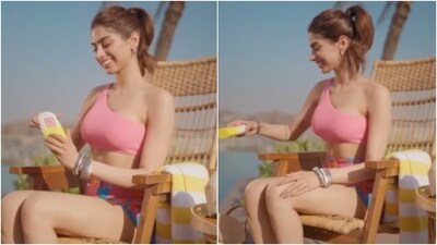 Khushi Kapoor shared a video on Instagram of her recent ad for Sol de Janeiro. For the ad shoot, Khushi picked up a summer-perfect attire – a pink sleeveless cropped top with one-shoulder detail, and a matching bright blue and pink pair of shorts. (Instagram/@khushi05k) Khushi Kapoor shared a video on Instagram of her recent ad for Sol de Janeiro. For the ad shoot, Khushi picked up a summer-perfect attire – a pink sleeveless cropped top with one-shoulder detail, and a matching bright blue and pink pair of shorts. (Instagram/@khushi05k)