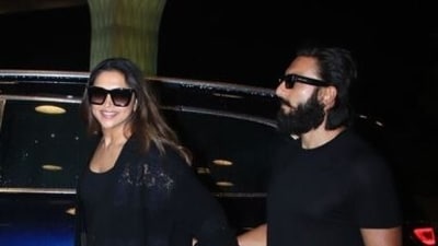 Deepika Padukone and Ranveer Singh were spotted at the Mumbai airport. Deepika Padukone and Ranveer Singh were spotted at the Mumbai airport.