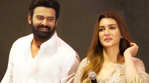 Prabhas and Kriti at a promotional event for Adipurush