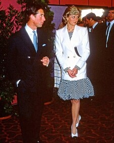 The late Princess Diana of Wales, dressed in a puff-ball skirt and a double breasted white blazer, attended the Cannes Film Festival in France, in 1987 (Photo: Instagram) The late Princess Diana of Wales, dressed in a puff-ball skirt and a double breasted white blazer, attended the Cannes Film Festival in France, in 1987 (Photo: Instagram)
