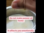 Screengrab from the Instagram post highlighting the emotional effects of making paneer at home. Screengrab from the Instagram post highlighting the emotional effects of making paneer at home.