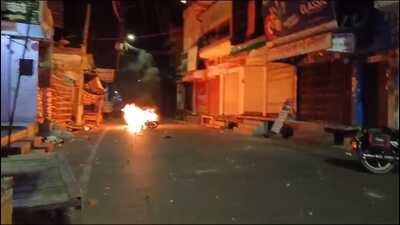 A motorcycle that was torched in Firozabad during a protest against the death of an inmate of the district jail. (Sourced) A motorcycle that was torched in Firozabad during a protest against the death of an inmate of the district jail. (Sourced)