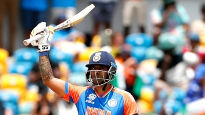 India's Suryakumar Yadav celebrates his half-century during the Super 8 Group 1 match against Afghanistan in the ICC Mens T20 World Cup 2024, at Kensington Oval in Barbados (ANI) India's Suryakumar Yadav celebrates his half-century during the Super 8 Group 1 match against Afghanistan in the ICC Mens T20 World Cup 2024, at Kensington Oval in Barbados (ANI)