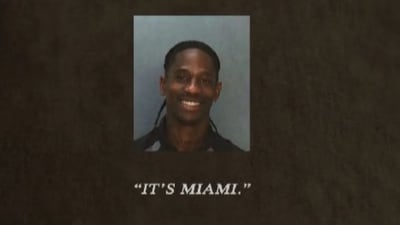 Tavis Scott's Miami mug shot featured merchandise. Tavis Scott's Miami mug shot featured merchandise.