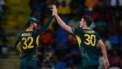 For Australia, Pat Cummins took three wickets. (PTI) For Australia, Pat Cummins took three wickets. (PTI)