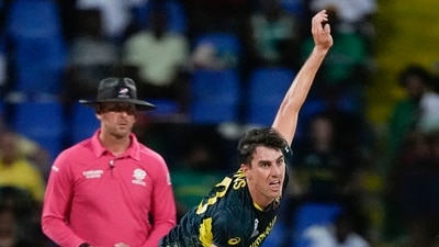 Australia's Pat Cummins bowls during the ICC Men's T20 World Cup cricket match between Australia and Bangladesh (PTI) Australia's Pat Cummins bowls during the ICC Men's T20 World Cup cricket match between Australia and Bangladesh (PTI)