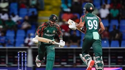 Initially, Najmul Hossain Shanto (41) took Bangladesh to 140/8 in 20 overs. (PTI) Initially, Najmul Hossain Shanto (41) took Bangladesh to 140/8 in 20 overs. (PTI)