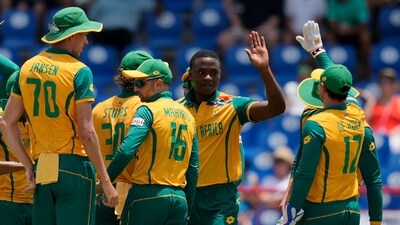 Kagiso Rabada dismissed the dangerous Phil Salt in just the second over of the innings. (PTI) Kagiso Rabada dismissed the dangerous Phil Salt in just the second over of the innings. (PTI)