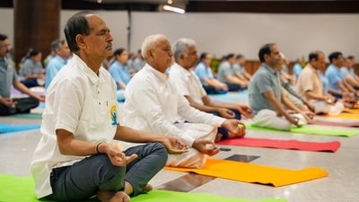 Union Minister Shivraj Singh Chouhan engages in a Yoga session in Delhi on International Yoga Day. (Shivraj Singh Chouhan (X)) Union Minister Shivraj Singh Chouhan engages in a Yoga session in Delhi on International Yoga Day. (Shivraj Singh Chouhan (X))