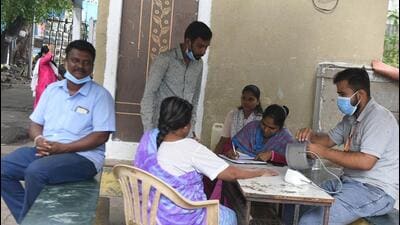 Six days after an outbreak of typhoid at Sadanandnagar building in Mangalwar Peth, PMC on Friday swung into action and began surveillance in the area. (HT) Six days after an outbreak of typhoid at Sadanandnagar building in Mangalwar Peth, PMC on Friday swung into action and began surveillance in the area. (HT)